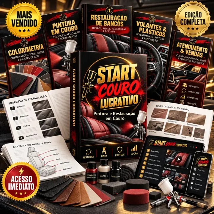 Kit completo do Start Couro Lucrativo: módulos, materiais e aulas em vídeo